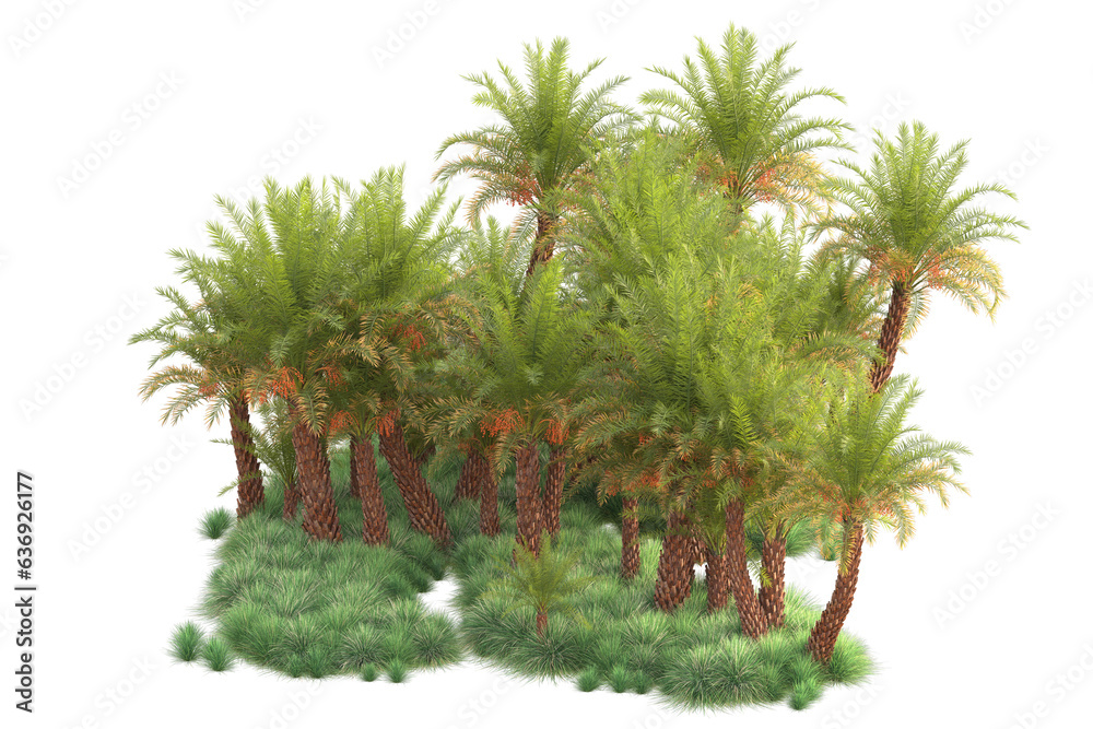 Green landscape isolated on transparent background. 3d rendering - illustration Green landscape isolated on transparent background. 3d rendering - illustration