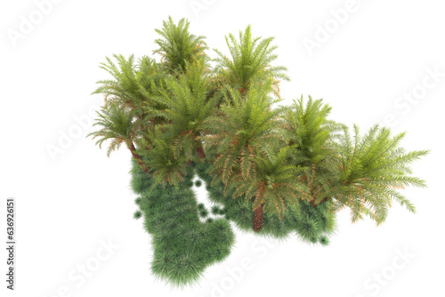 Green landscape isolated on transparent background. 3d rendering - illustration