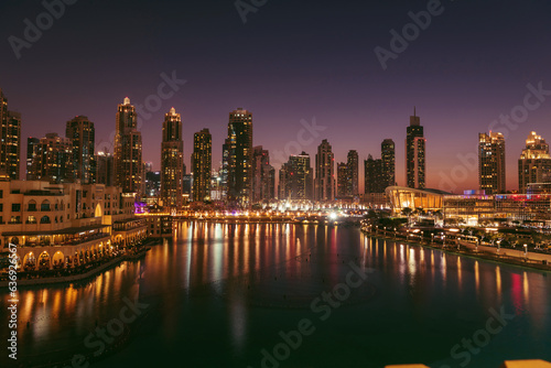 Unique view of Dubai Dancing Fountain show at night.  © .shock