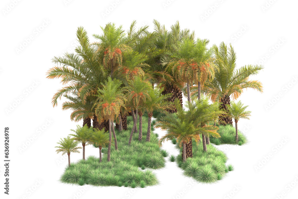 Green landscape isolated on transparent background. 3d rendering - illustration