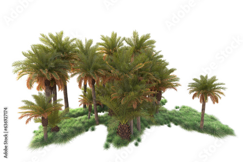 Green landscape isolated on transparent background. 3d rendering - illustration