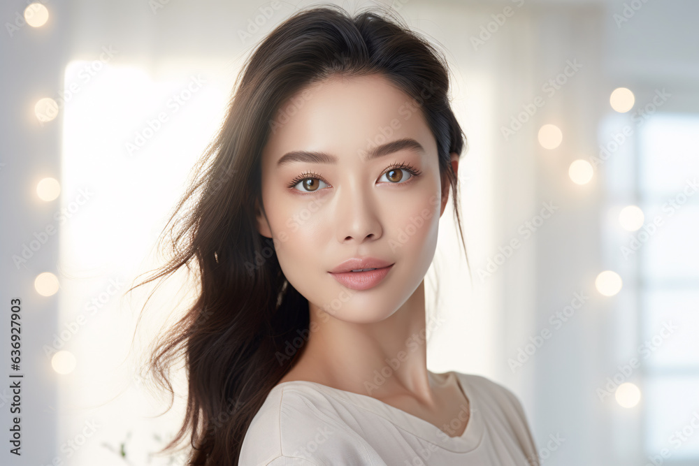 Appealing Portrait of an Asian Woman with Luminous Complexion and Perfect Makeup - Beauty Services Idea
