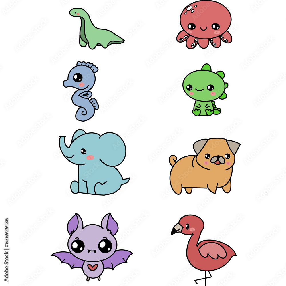 set of funny cartoon monsters