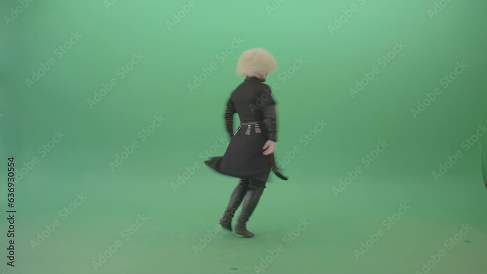 Male dancing element by traditional Perkhuli dance from Georgia on Green Screen Male dancing element by traditional Perkhuli dance from Georgia on Green Screen