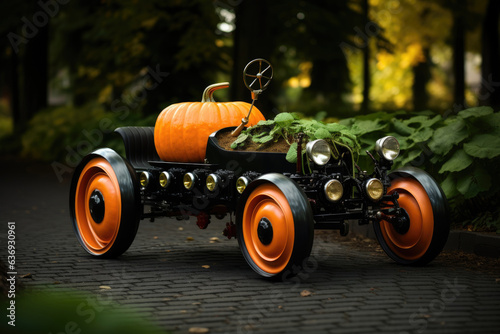 Pumpkin tractor hybrid for Halloween party