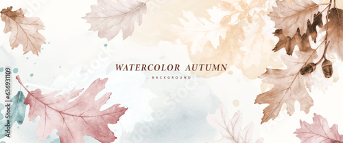 Watercolor abstract art background autumn collection