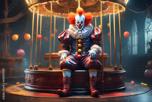 Portrait of a scary clown. Generative AI