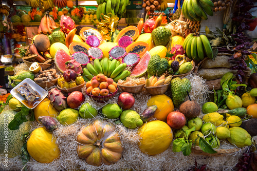 Obst in Markhalle in Las Palmas auf der Insel Gran Canaria