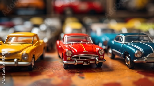 Collection of toy cars made with Ai generative technology, Property is fictional