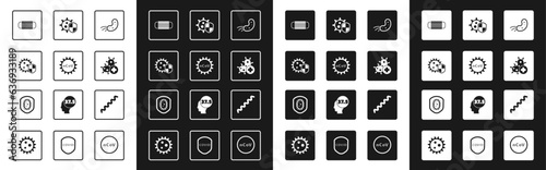 Set Virus, Corona virus 2019-nCoV, Shield protecting from, Medical protective mask, Positive, and icon. Vector