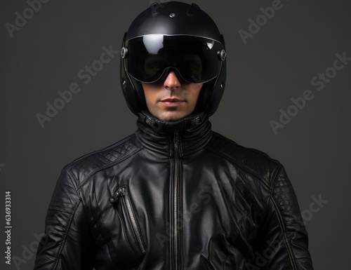 Biker in a modern helmet © cherezoff