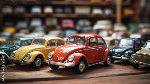 Collection of toy cars made with Ai generative technology, Property is fictional