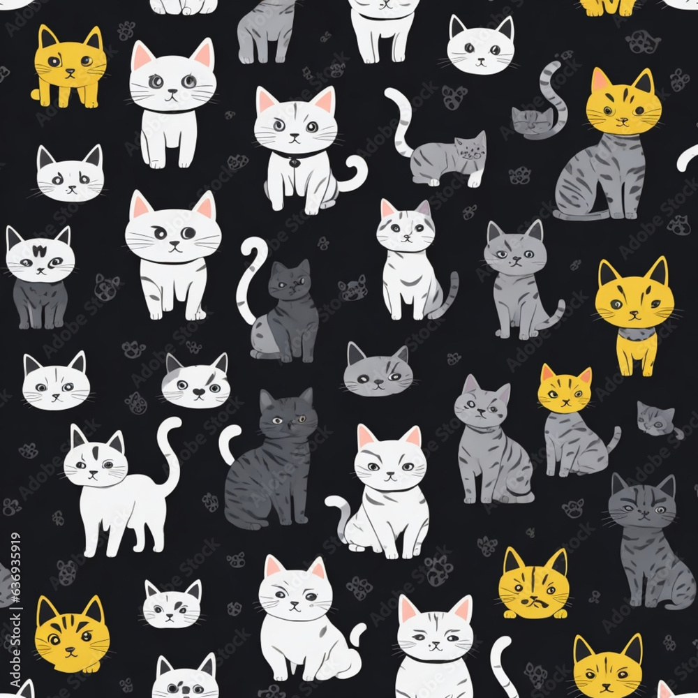 seamless pattern with cats  generative ai