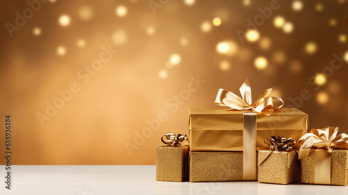 Stacked Gold Wrapped Boxes Creating a Glamorous Visual Centerpiece,black friday, christmas present, gift, 