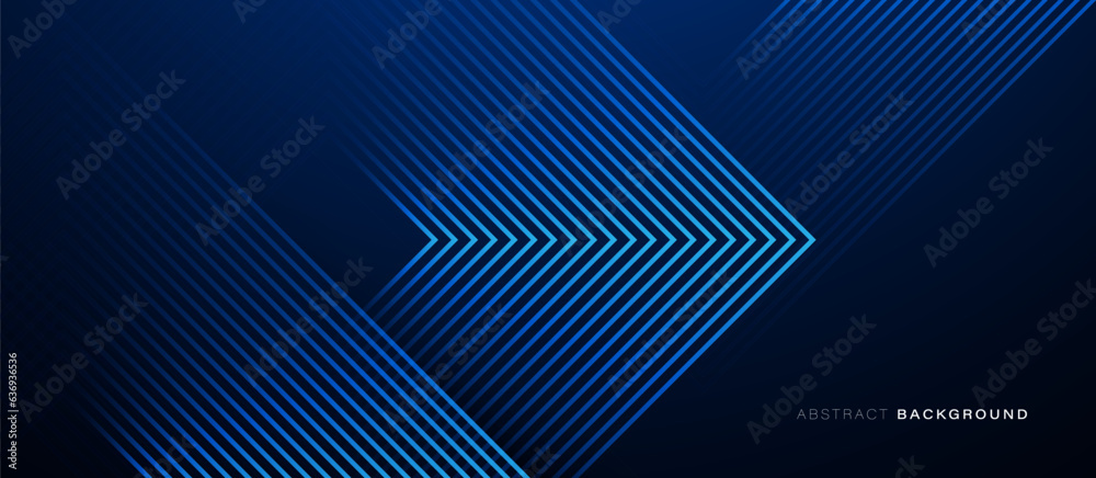 Abstract background with glowing triangle geometric lines. Modern shiny blue lines pattern. Futuristic technology concept. Vector illustration