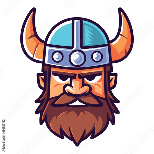 Viking head cartoon style cute viking face vector illustration template, logo, symbol, icon, sticker 