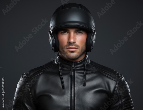 Biker in a modern helmet