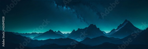 Mountains scape, deep cosmos sky. AI generated illustration © vector_master