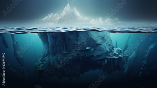Large Iceberg Floating in the Middle of the Ocean.Generative Ai © Shades3d