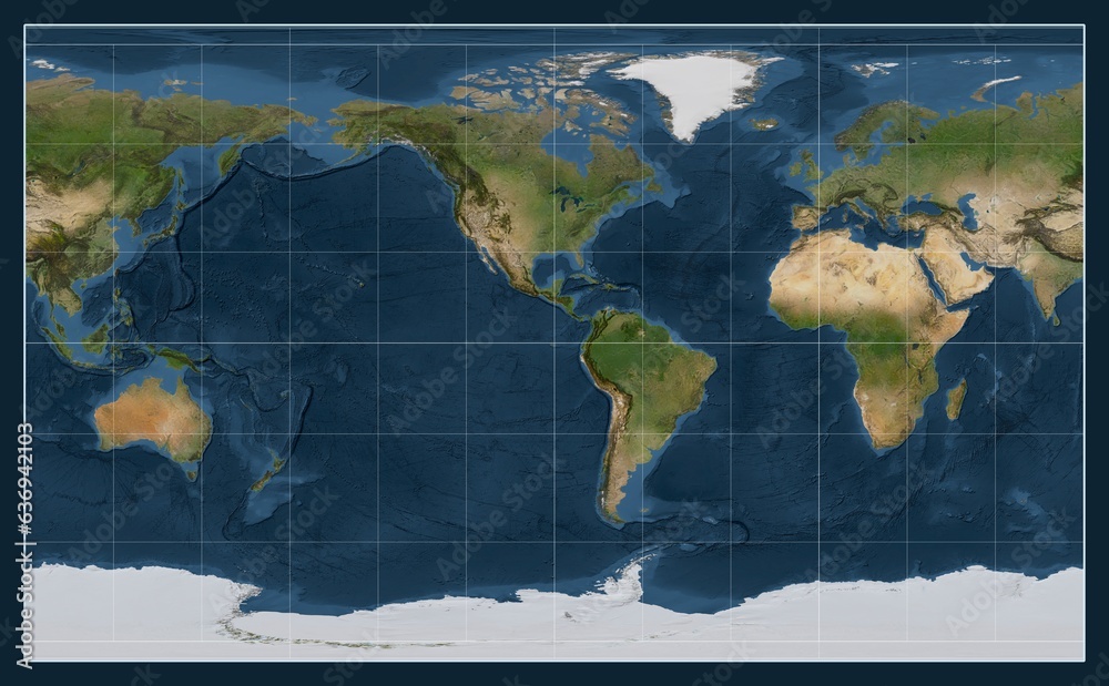 World map. Satellite. Compact Miller projection. Meridian: -90 west World map. Satellite. Compact Miller projection. Meridian: -90 west