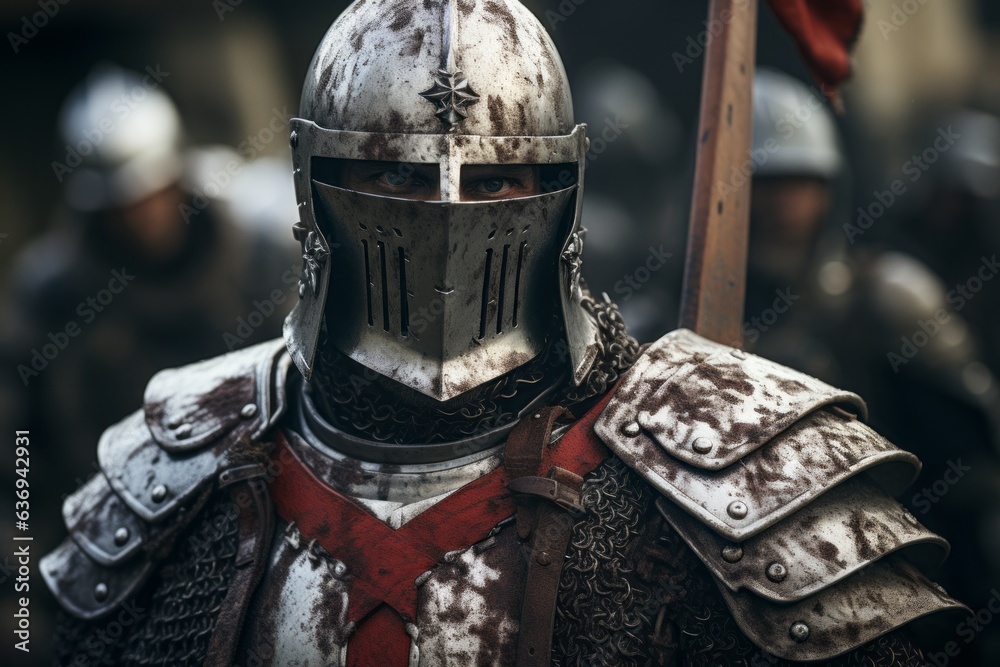 Image portraying a solemn moment as a knight takes his oath, highlighting the principles of chivalry and honor embraced by the Templars. Generative Ai Image portraying a solemn moment as a knight takes his oath, highlighting the principles of chivalry and honor embraced by the Templars. Generative Ai