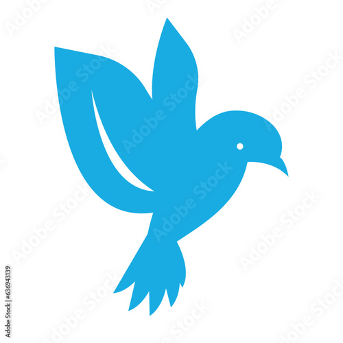 Simple blue bird logo on a white background. Vector illustration.