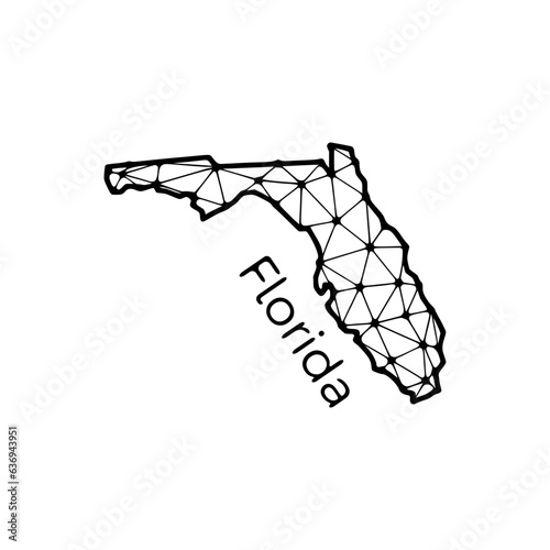 Florida state map polygonal illustration made of lines and dots, isolated on white background. US state low poly design © Vladislav