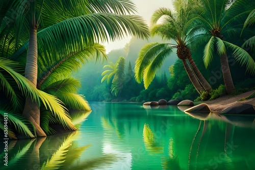tropical paradise island Background AI Generated