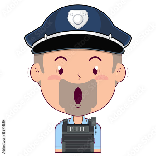 policeman surprised face cartoon cute
