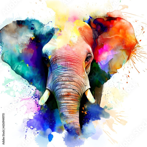 Watercolor elephant portrait © Daniele