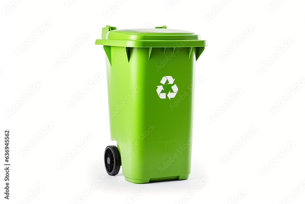 Light green recycling bin with white background garbage Light green recycling bin with white background garbage