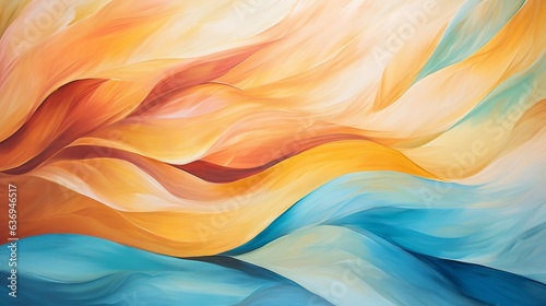 Blue and orange color background in textured canvas. Colorful splash background oil painting