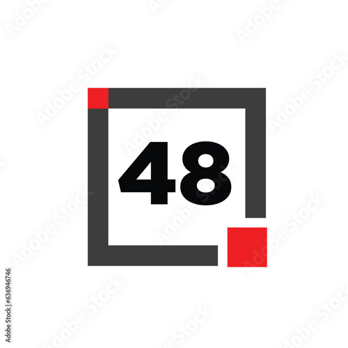 49 number with box icon. 49 typography monogram. photo