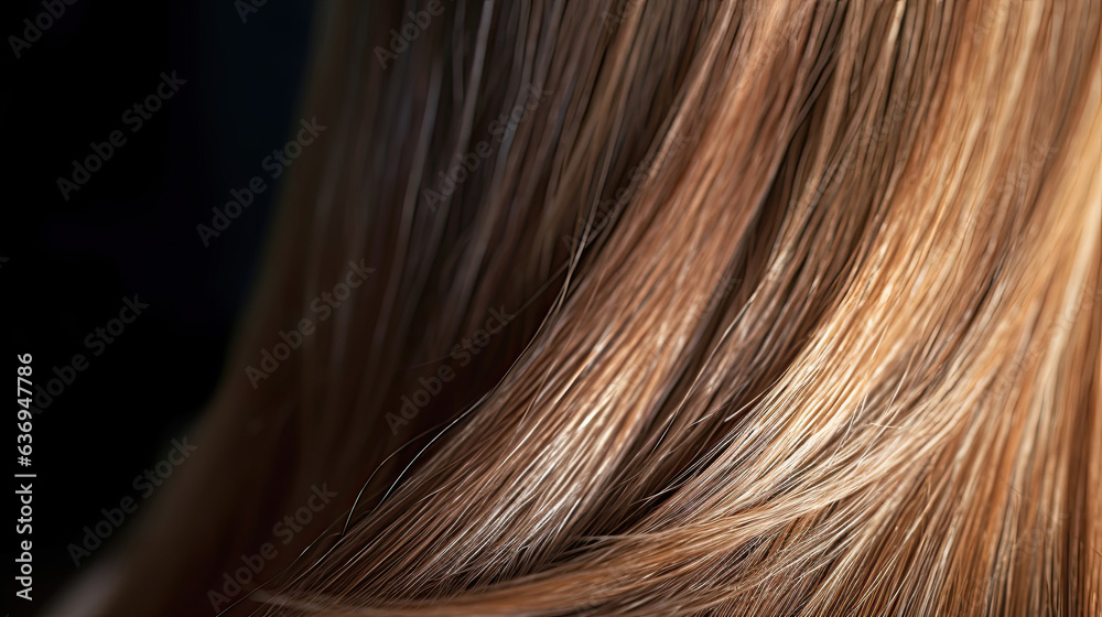 Fototapeta premium Beautiful healthy shiny hair texture with highlighted streaks. Generative Ai