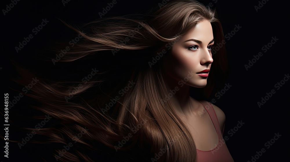 A Beautiful woman smooth long hair. Generative Ai A Beautiful woman smooth long hair. Generative Ai