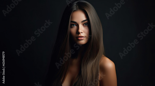 A Beautiful woman smooth long hair. Generative Ai
