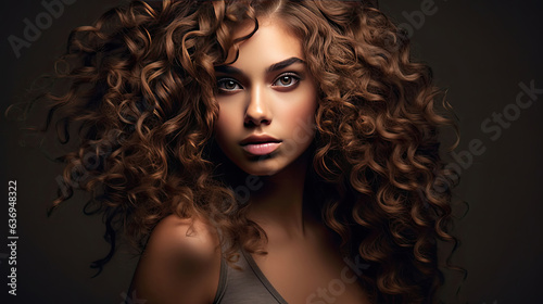 A Beauty model girl with curly hairstyle . Fashion, cosmetics and makeup. Generative Ai