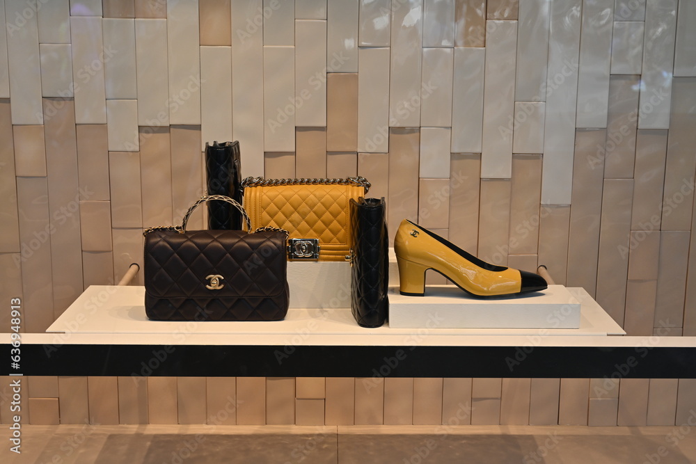 Zurich, Switzerland, 07 08 2023 Coco Chanel shop window with displayed