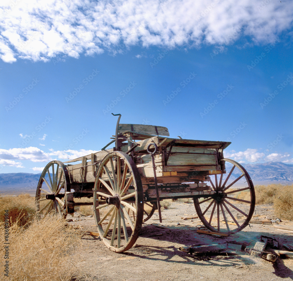 Abandoned carriage in a ghost town