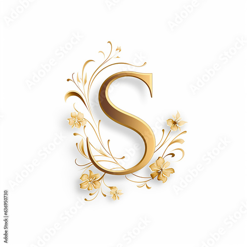 Generic luxury logo floral with letter S with gold composition
