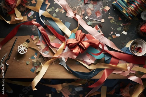 Christmas gifts wrapping mess - mental health issues during holidays season photo