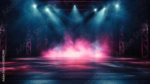 Concert stage with smoke and lights. Generative Ai © Shades3d