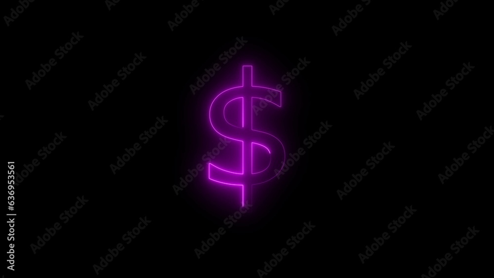 Neon dollar sign on a black background. Wealth, Success and Happy concept illustration. Neon dollar sign on a black background. Wealth, Success and Happy concept illustration.