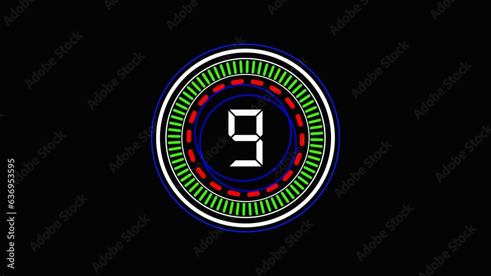 Abstract colorful digital number 9 illustration background Abstract colorful digital number 9 illustration background