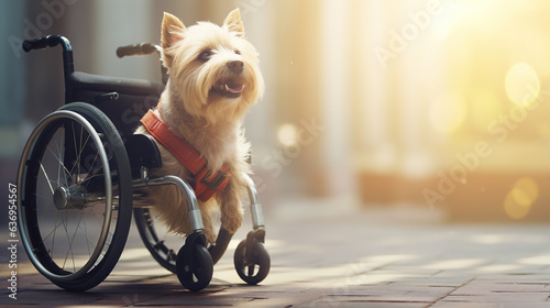 Determined Canine:  a dog in a wheelchair © siripimon2525