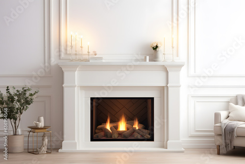 A warm and inviting fireplace with crackling flames