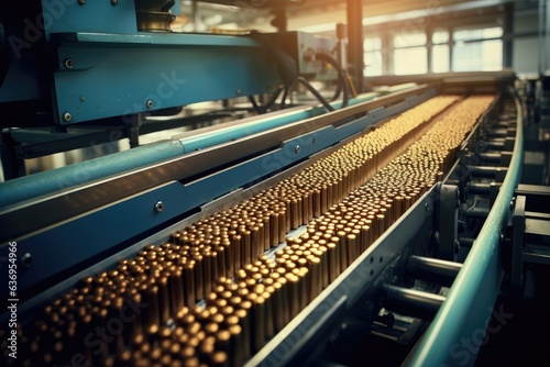 Manufacture of shells and cartridges on the assembly line of a military plant