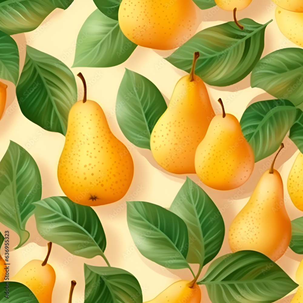 pattern with pears and leaves