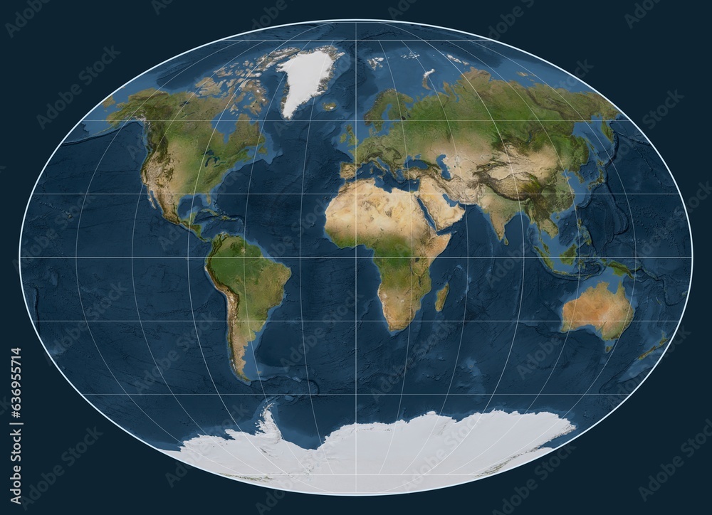 Fototapeta premium World map. Satellite. Fahey projection. Meridian: 0