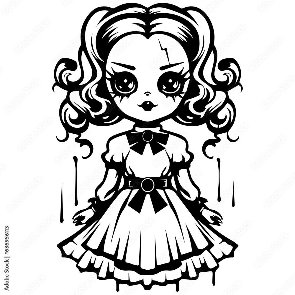 creepy doll vector illustration creepy doll vector illustration